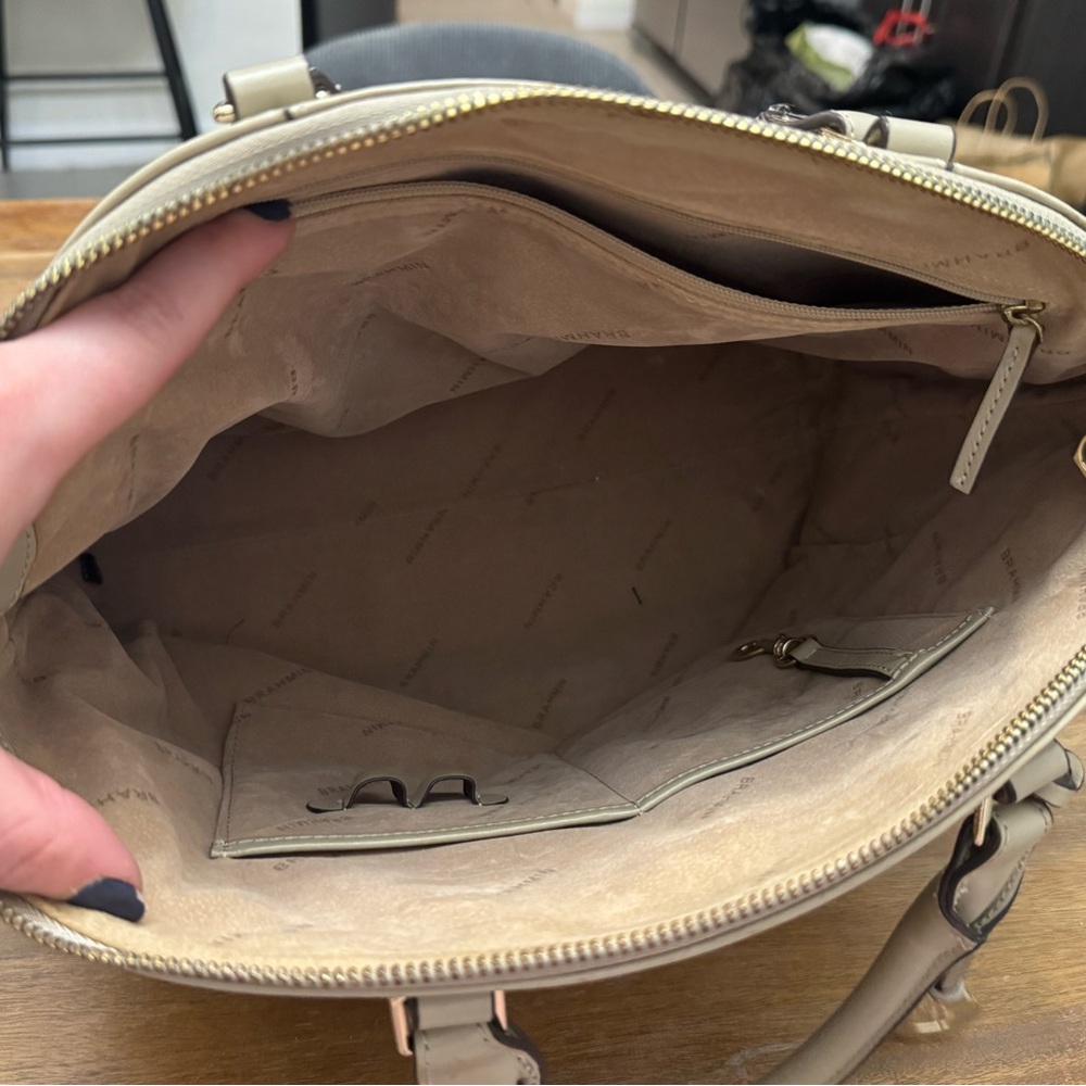 Brahmin Large Smooth Leather Duxbury Satchel/Shoulder Bag in Sand Topsail - Picture 10 of 11
